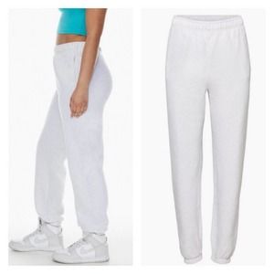 Aritzia Tna Cozy Fleece Mid-Rise Boyfriend Sweatpants in Heather GREY Size XS